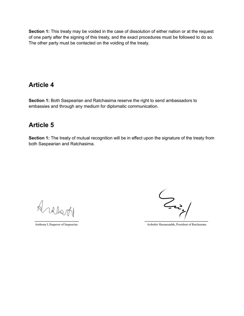 Mutual recognition has been established between Saspearian and Ratchasima.