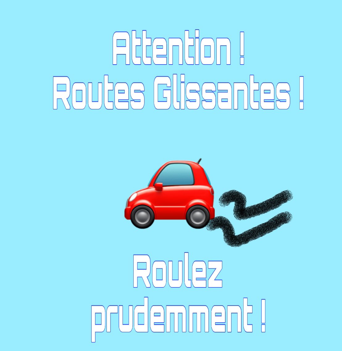 ❗️MISE EN GARDE ❗️ 
Les routes sont particulièrement glissantes dans le département ce soir !
Vous êtes nombreux à avoir pris la voiture pour rejoindre vos familles et amis  !
Alors, pour bien terminer 2024 
ou pour commencer 2025 : 
                🔺Roulez prudemment 🔺