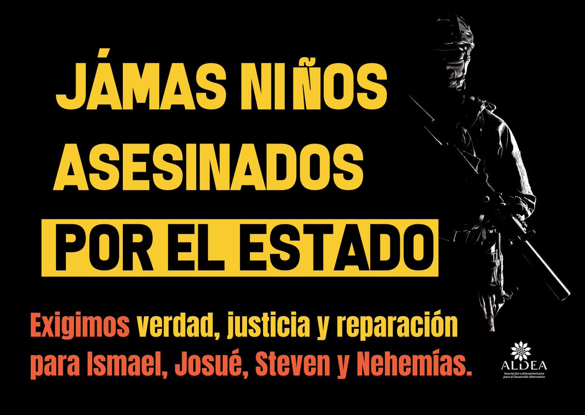 Hoy se confirmó que el Estado desapareció, torturó y ejecutó a Ismael, Josué, Steven y Saúl. 🖤

Desde la rabia, gritamos que no descansaremos hasta que haya justicia. 

<a href="/FFAAECUADOR/">Fuerzas Armadas del Ecuador</a>, <a href="/DanielNoboaOk/">Daniel Noboa Azin</a>  
¡Jamás niños asesinados por el Estado!

#LosCuatroDeGuayaquilEcuador