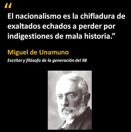 #TalDiaComoHoy de 1936 nos dejó uno de los grandes, Unamuno.

Era de Bilbao y conoció de primera mano al fundador del PNV, el racista Sabino Arana, que defendía dejar morir a una persona ahogándose si no le pedía socorro en vascuence.

Don Miguel dio por imposible razonar con él.