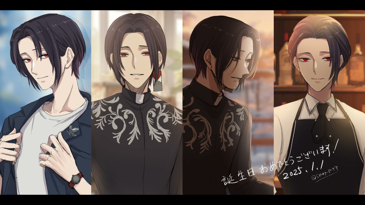 snay_p_44_trpg's tweet photo. 1月1日は鰯と柊 公開NPCの鬼灯さんの誕生日ですね✨
誕生日おめでとうございます！！！
前からやりたかった何個かのシチュエーションの並びってのを描けたので満足です

ポイピクに4枚うｐしています。
#poipiku
https://t.co/CC5ixsAEws https://t.co/h9OM2HaJnc