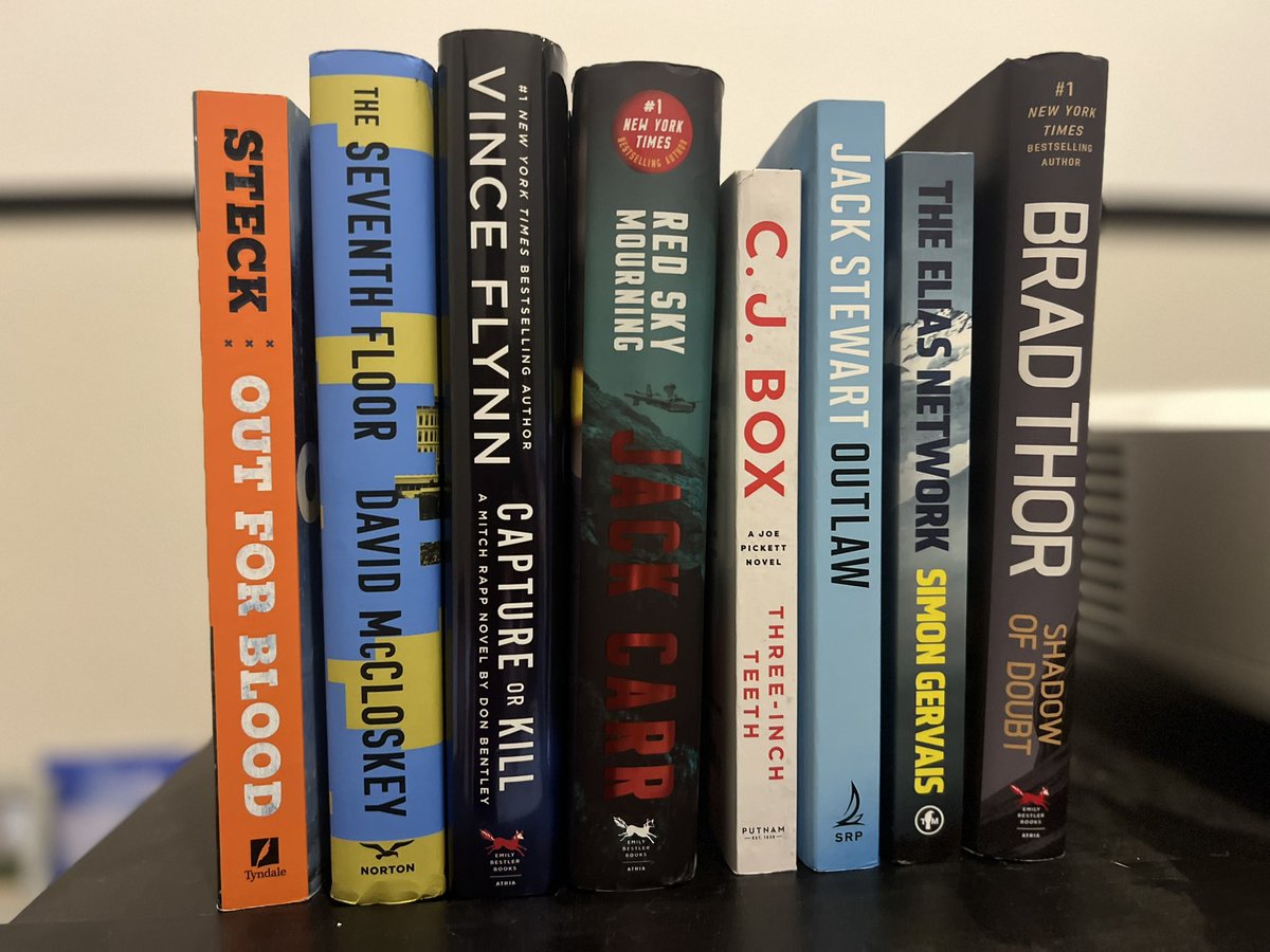 Colter Bostick (@colter_bostick) on Twitter photo Favorite of 2024:
Out for Blood <a href="/RyanSteckAuthor/">Ryan Steck</a>
The Seventh Floor <a href="/mccloskeybooks/">David McCloskey</a>
Capture or Kill <a href="/bentleydonb/">Don Bentley</a>
Red Sky Mourning <a href="/JackCarrUSA/">Jack Carr</a>
Three Inch Teeth <a href="/cjboxauthor/">C.J. Box</a>
Outlaw & Bogey Spades <a href="/JackStewartBook/">Jack Stewart</a>
The Elias Network <a href="/GervaisBooks/">Simon Gervais</a>
Shadow of Doubt <a href="/BradThor/">Brad Thor</a> Favorite of 2024:
Out for Blood <a href="/RyanSteckAuthor/">Ryan Steck</a>
The Seventh Floor <a href="/mccloskeybooks/">David McCloskey</a>
Capture or Kill <a href="/bentleydonb/">Don Bentley</a>
Red Sky Mourning <a href="/JackCarrUSA/">Jack Carr</a>
Three Inch Teeth <a href="/cjboxauthor/">C.J. Box</a>
Outlaw & Bogey Spades <a href="/JackStewartBook/">Jack Stewart</a>
The Elias Network <a href="/GervaisBooks/">Simon Gervais</a>
Shadow of Doubt <a href="/BradThor/">Brad Thor</a>
