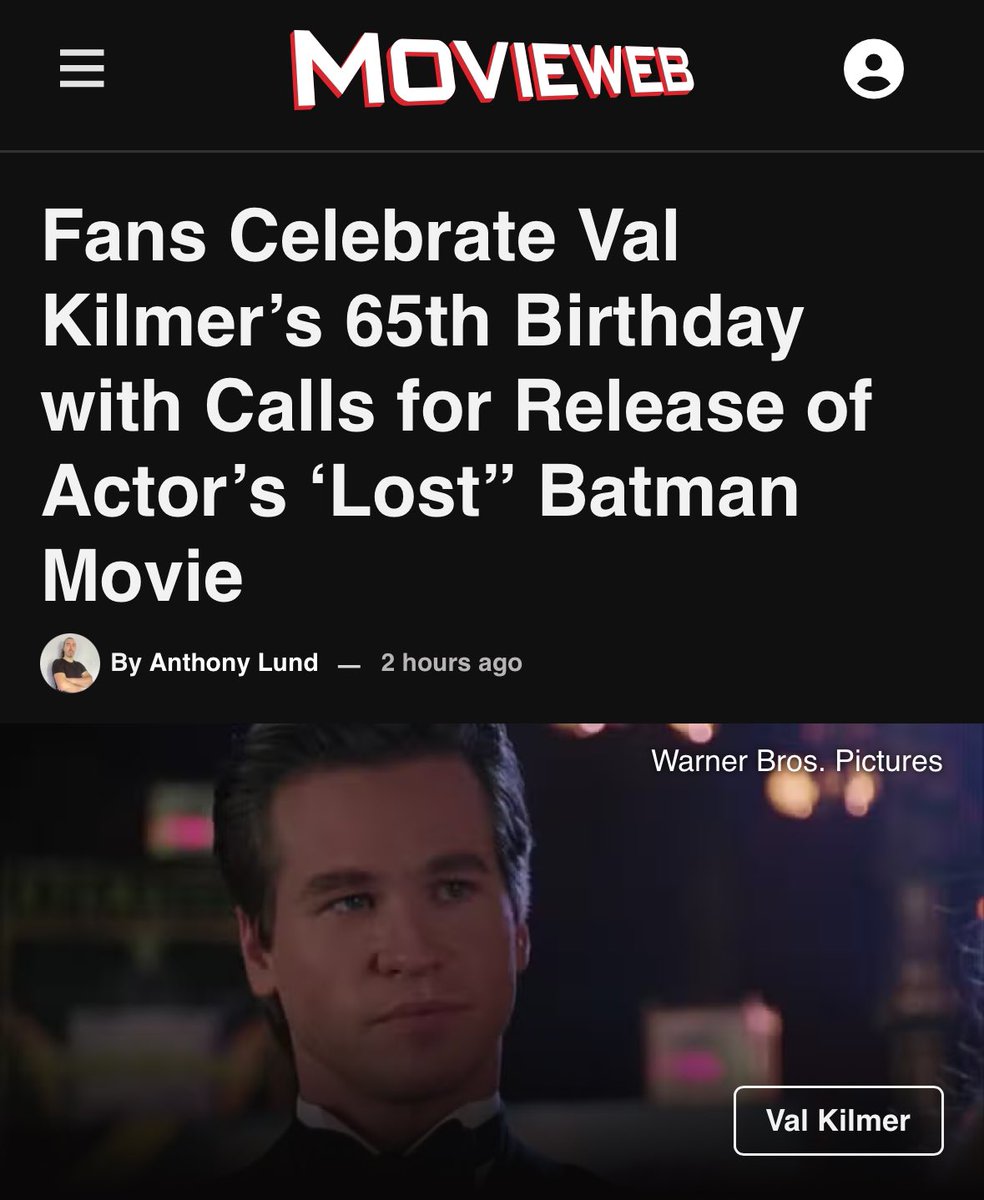 Uh oh! Our #ReleaseTheSchumacherCut movement on celebrating <a href="/valkilmer/">Val Kilmer</a>’s birthday has been published by <a href="/movieweb/">Movieweb</a>! #BatmanForever