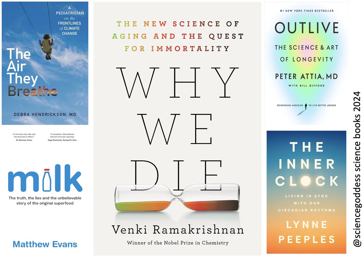 Joanne Manaster (@sciencegoddess) on Twitter photo Health and Longevity
Outlive, <a href="/PeterAttiaMD/">Peter Attia</a>
The Inner Clock, <a href="/lynnepeeps/">Lynne Peeples</a>
Why We Die, Venki Ramakrishnan
The Air They Breathe, <a href="/climatepeds24/">Debra Hendrickson, M.D.</a>
Milk, Matthew Evans <a href="/MatthewEvansFPF/">Matthew Evans</a>
Full titles in ALT Health and Longevity
Outlive, <a href="/PeterAttiaMD/">Peter Attia</a>
The Inner Clock, <a href="/lynnepeeps/">Lynne Peeples</a>
Why We Die, Venki Ramakrishnan
The Air They Breathe, <a href="/climatepeds24/">Debra Hendrickson, M.D.</a>
Milk, Matthew Evans <a href="/MatthewEvansFPF/">Matthew Evans</a>
Full titles in ALT