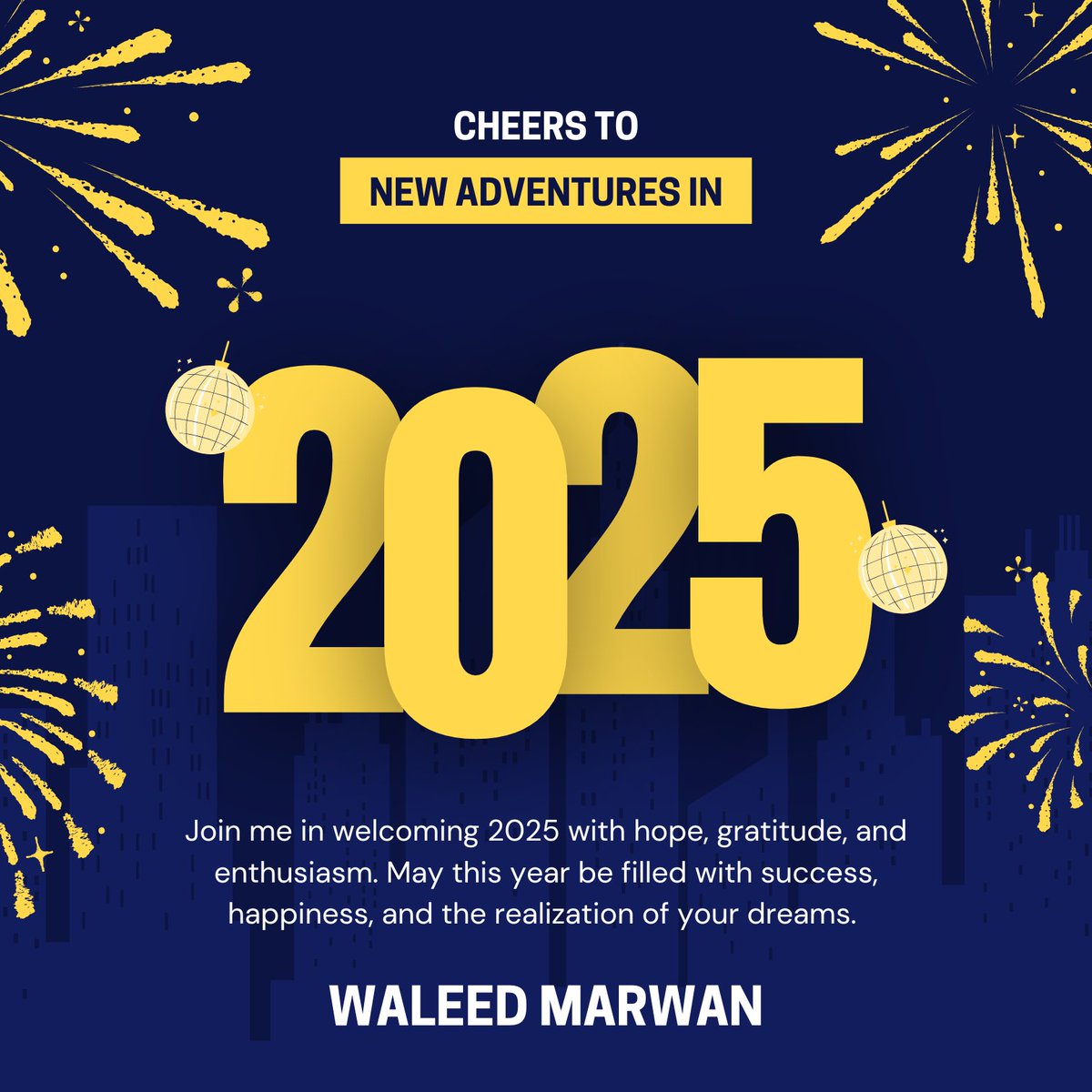🌟 Hello 2025! 🌟
A new year, a fresh start, and endless opportunities ahead. Let’s embrace 2025 with hope, determination, and a commitment to growth. Wishing everyone a year filled with success, joy, and meaningful achievements!

#عام_جديد2025 #بدايات_جديدة
#NewYear2025