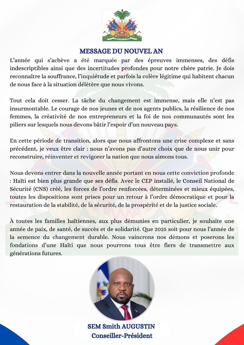 SmiAugustin's tweet photo. Pour une meilleure Haïti en 2025! https://t.co/d5i6f0trzj