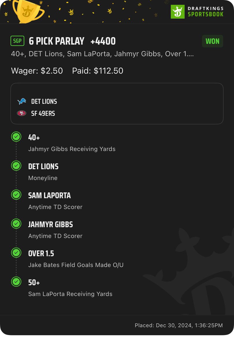 Jozepi_'s tweet photo. I was up by 50 heading into yesterday’s game, going against Gibbs Laporta &amp; Bates. On the very same play (Gibbs TD), I lost my ship and won the hedge. Made more with the bet and runner-up winnings than if I were to finish in 1st. Was it worth it? No @MatthewBerryTMR @croucherJD https://t.co/TsMg0CTnaE