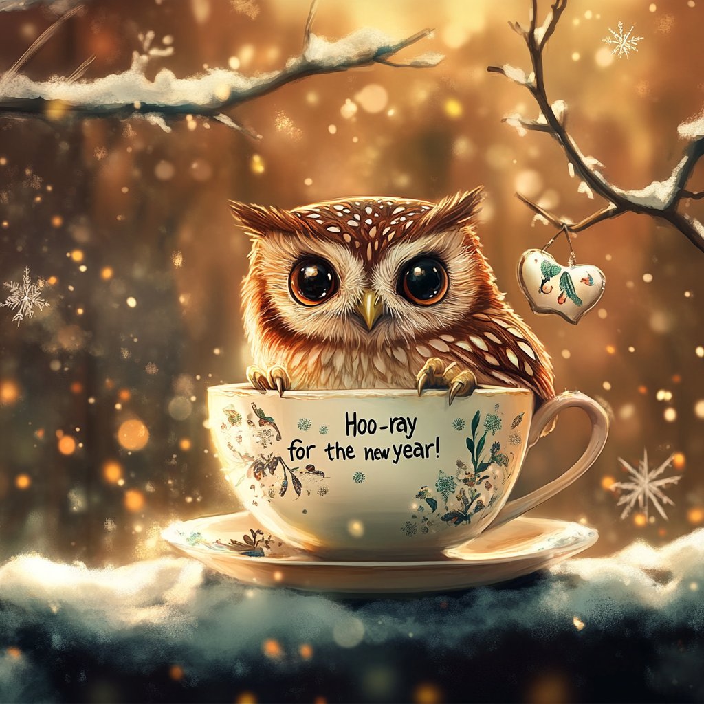 birbstogether's tweet photo. What did the owl say at midnight on New Year's Eve? 
"Hoo-ray for the new year!" 
$birb $solana https://t.co/URdvGbCWDW