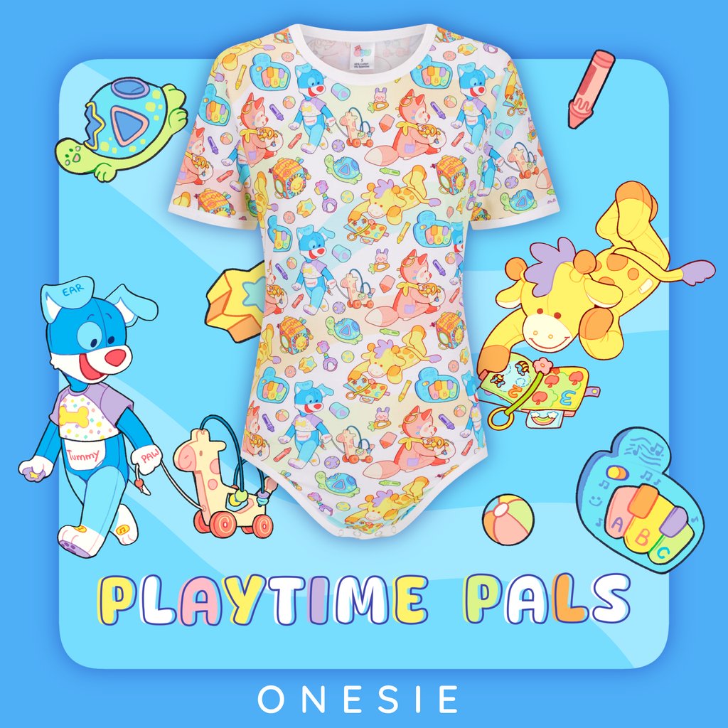 AVAILABLE NOW:
⭐️ Playtime Pals Onesie ⭐️
🖍️ Designed By: <a href="/HoopsieDasie/">Hoops ➡️🩵☁️</a>
🍼 Sizes Available: XS - 5XL
🦒 Material: 95% Cotton + 5% Spandex

Visit onesiesdownunder.com NOW for the full release so you don’t miss out! ☀️

#onesiesdownunder