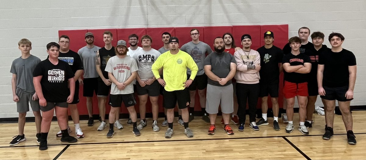 Coach Ohnmeis (@coachohnmeis) on Twitter photo We had our Annual <a href="/GHS_OH_Football/">Goshen Warriors Football</a> Alumni Lift to complete our “2024 Workout”
20 exercises, 24 reps a piece to ring in the new year. Smaller group than usual since a lot of guys had to work but still had a great time working out and catching up with former and current players! We had our Annual <a href="/GHS_OH_Football/">Goshen Warriors Football</a> Alumni Lift to complete our “2024 Workout”
20 exercises, 24 reps a piece to ring in the new year. Smaller group than usual since a lot of guys had to work but still had a great time working out and catching up with former and current players!