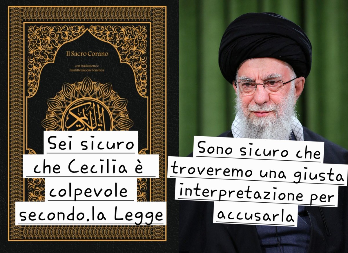 xenossy's tweet photo. Ancora su #Iran e #CeciliaSala
1. Un non islamico (#infedele), per il solo fatto di non essere seguace della #Sharia, è già intrinsecamente colpevole di violazione secondo la logica teocratica iraniana, il che rende arbitrario e inutile cercare ulteriori giustificazioni per il suo arresto.
2. Nel caso reale di Cecilia Sala, questa colpa intrinseca è stata strumentalizzata per motivi pratici, come creare un’opportunità di scambio diplomatico o di pressione politica. Questo evidenzia che qualsiasi altro italiano, semplicemente perché infedele, potrebbe essere usato come pedina di scambio, indipendentemente dal suo comportamento concreto.
Riscrittura metateorizzata con il nuovo #paradosso
1. La colpa dell’infedele come presupposto universale:
Secondo la logica coranica teocratica, chiunque non sia #musulmano è già un violatore "ontologico" delle leggi divine. Non seguire l’Islam equivale a una trasgressione assoluta, indipendentemente dalle azioni concrete.
2. Applicazione del principio al caso reale:
Cecilia Sala, pur rispettando formalmente le leggi pratiche iraniane, è stata arrestata e strumentalizzata non perché ha violato un codice comportamentale, ma perché è stata trasformata in una "risorsa di scambio". Il paradosso emerge: non è stata arrestata per ciò che ha fatto, ma per ciò che è.
3. Qualsiasi italiano infedele può diventare un bersaglio:
Il caso di Cecilia Sala dimostra che ogni infedele straniero può essere arrestato e usato come merce di scambio. La logica teocratica rende arbitraria questa pratica, poiché tutti i non musulmani sono già colpevoli per definizione.
4. L'uso strumentale della Shari’a:
In teoria, il #Corano prescrive la contrapposizione agli infedeli fino alla sottomissione o alla soppressione. Ma nella pratica, l’Iran adatta questa norma per ottenere vantaggi politici o diplomatici. L’arresto di un infedele diventa così una risorsa negoziabile, svuotando di significato la logica religiosa.
5. Tragicommedia dell’arbitrarietà:
La tragicità sta nella privazione della libertà individuale per ragioni ideologiche. Il lato comico emerge dall’arbitrarietà di questa logica: ogni non musulmano diventa un potenziale "violatore" utile solo in funzione delle necessità contingenti del regime.
6. Lo scambio ipotetico come norma implicita:
L’arresto di Sala non è isolato: il suo trattamento suggerisce che ogni infedele arrestato può essere scambiato. La giustificazione religiosa è solo un pretesto, mentre il vero obiettivo è l’utilizzo strategico dell’arresto per ricatti internazionali.
7. Il circolo vizioso dell’autoreferenzialità:
Il sistema teocratico iraniano, basato su una legge religiosa universale, si autoalimenta: l’infedele è colpevole perché non segue la Shari’a, e il suo arresto è giustificato dal fatto che "doveva comunque essere punito." Questo circolo vizioso si chiude con l’uso politico del detenuto.
8. La prospettiva strumentale:
L’arresto di Sala è emblematico di una pratica che può essere applicata a qualsiasi straniero non musulmano. Questo rende l’Iran un territorio ostile per chiunque non appartenga alla comunità dei credenti, non per reati concreti, ma per la possibilità di trasformarlo in pedina politica.
9. La disumanizzazione come strategia:
Nel ridurre l’individuo a simbolo o merce di scambio, il regime disumanizza tanto il prigioniero quanto il sistema stesso. La colpa ontologica dell’infedele si traduce in uno strumento di controllo e ricatto diplomatico.
10. Conclusione del paradosso:
Il paradosso tragico-ridicolo è che in Iran, essere non musulmano non solo equivale a essere intrinsecamente colpevole, ma rende chiunque un candidato all’arresto arbitrario, senza bisogno di reati concreti, per poi essere utilizzato come moneta di scambio. Questo non è solo un fallimento della legge, ma una farsa teocratica travestita da #giustizia divina.