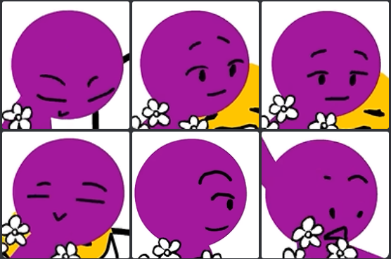 Have a bunch of Purple faces from me going frame by frame :)