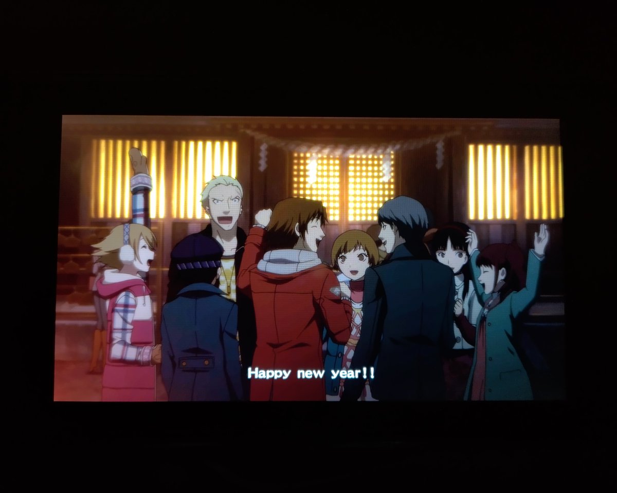 DialgaLord's tweet photo. Happy new year from Inaba! 🎉🎉🎉
Somehow while playing Persona 4 on my Switch I experienced a new year not just in the real world but in game too! 
I also freaked my cousins out with Naoto's romance scenes (we were too much for them apparently 😤)

(More in the replies ↓) https://t.co/zEOiSVGhGQ