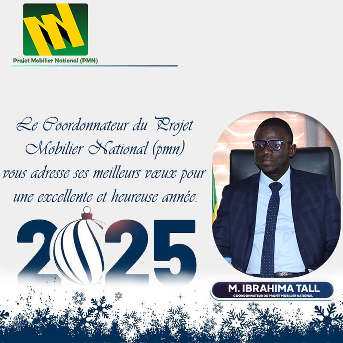 Que cette nouvelle année nous insuffle une énergie renouvelée pour accomplir tous nos objectifs professionnels. Excellente année 2025 !
@Min_tourism_art 
<a href="/MobilierProjet/">Projet Mobilier National</a> 
<a href="/PR_Diomaye/">Bassirou Diomaye Faye</a> 
<a href="/SonkoOfficiel/">Ousmane Sonko</a> 
<a href="/M_DIAO221/">Mountaga DIAO</a> 
<a href="/CitizenLYsn/">Ousseynou LY</a> 
<a href="/IbrahimaTall_SN/">Ibrahima TALL</a>