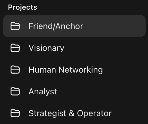 DhalgrenMarquis's tweet image. So @OpenAI  &amp;amp; ChatGPT&apos;s &quot;Projects&quot; gave me a revelation. I&apos;ve organized it so that I have an unstoppable team to bounce ideas off of. 

Did you know you can move a single conversation between projects? each with their own instructions and knowledge base uploaded to them?
🧵/1