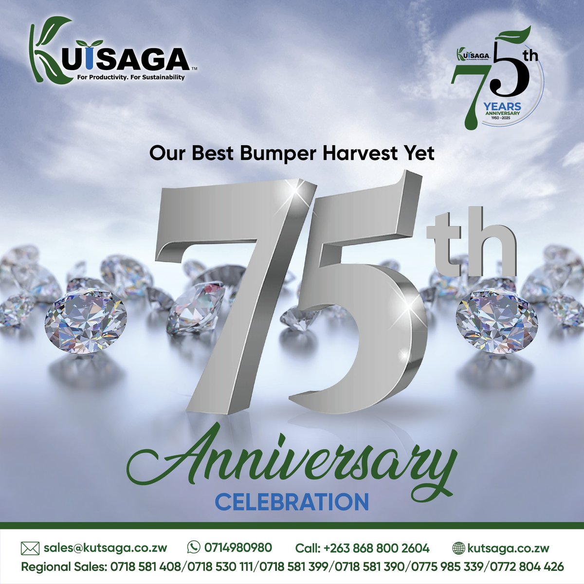 Happy New Year! Here’s to 2025 and our 75th Anniversary at Kutsaga! Let’s cultivate growth, spark innovation, and reap bountiful harvests this year. Cheers to a bright future.