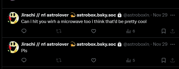 Report <a href="/astroboxing/">jirachi 🐛 n1 astrobox fan (⁠＾⁠∇⁠＾⁠) 7n7s beloved</a> for harassment of a 136 year old minor.