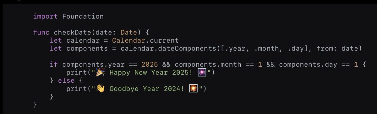 Wi_Ls_On18's tweet photo. It’s a new dawn ☺️🎊🎆
#swift #stwiftui #iosdeveloper #HappyNewYear2025 https://t.co/dABg1KuJD7