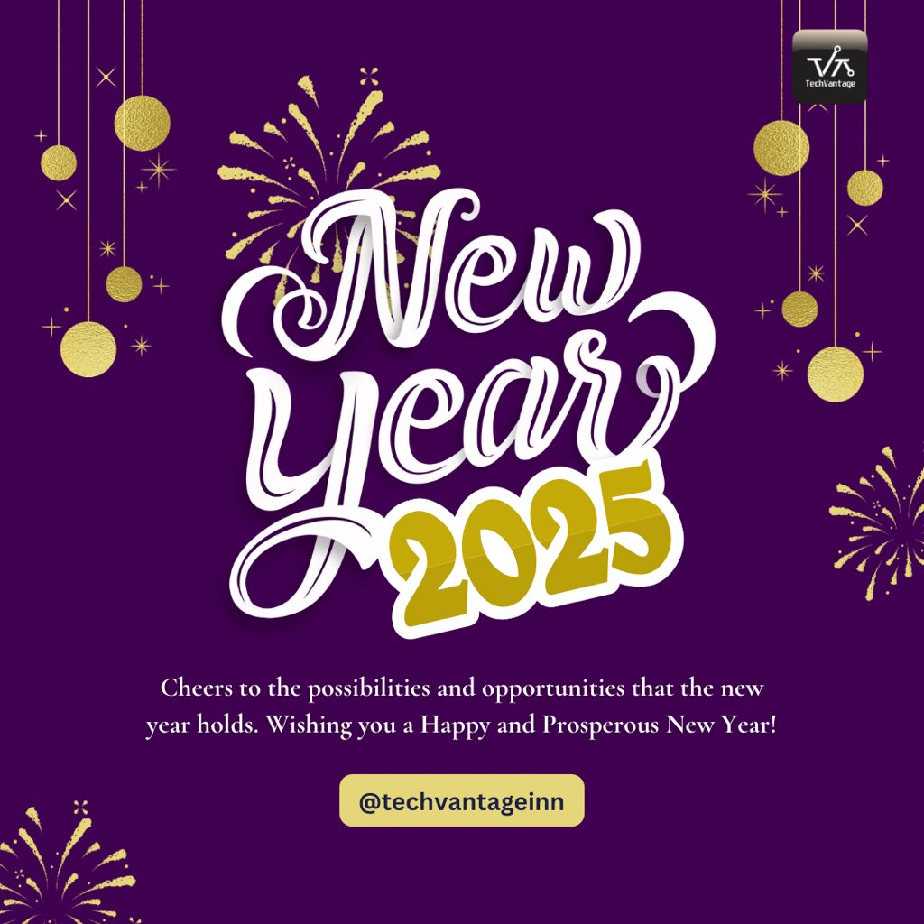 TechvantageInn1's tweet image. Happy New Year from all of us at TechVantage!
We&apos;re incredibly grateful for your trust, support, and partnership throughout the past year.
As we embark on a new journey together, we wish you a year filled with joy, success, and endless opportunities. 
#tech #2025newyear