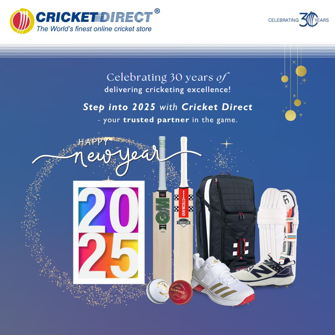 CricketDirect's tweet image. As the New Year begins, so does a new innings.
Cricket Direct is proud to be a part of your journey, providing the tools you need to achieve greatness on the field.
Happy New Year from all of us at Cricket Direct!

cricketdirect.co.uk

#CricketDirect #NewYear2024 #CricketLife