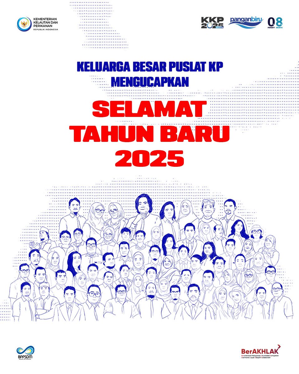 bppsdm_puslatkp's tweet photo. Keluarga besar Pusat Pelatihan Kelautan dan Perikanan mengucapkan Selamat Tahun Baru 2025!✨

Bersama kita wujudkan masa depan laut dengan Ekonomi Biru untuk Indonesia Maju. 

@kkpgoid
@bppsdm_kp

#PanganBiru #2025KKPRiseTogether #EkonomiBiruUntukIndonesiaEmas #PelatihanKP https://t.co/Fkn4wFm5wO