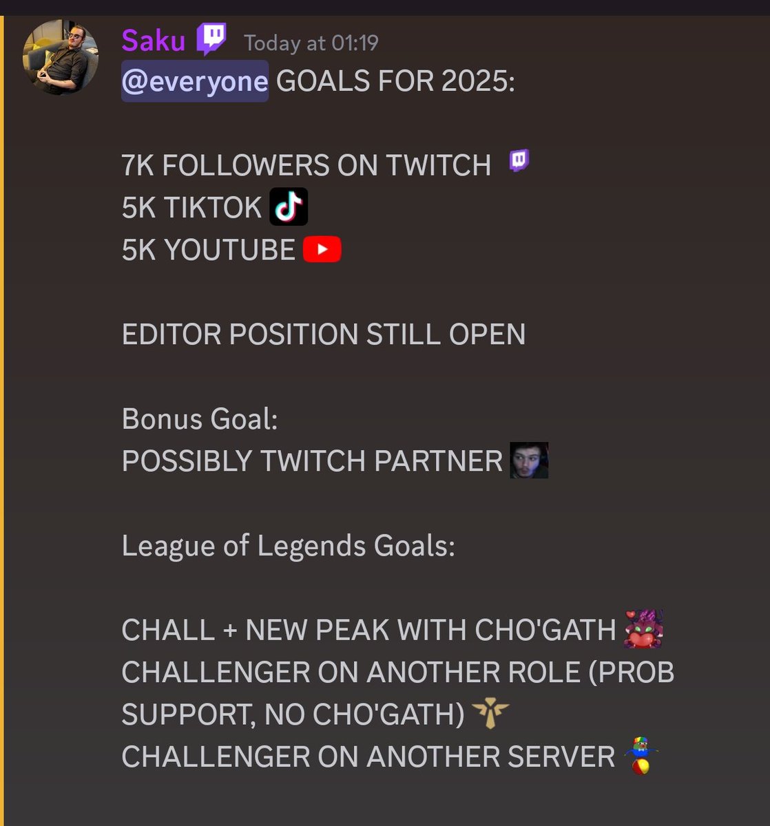 Sakuritou's tweet photo. Goals for 2025, we bouta go crazy this year. https://t.co/JTwdlHRjg1