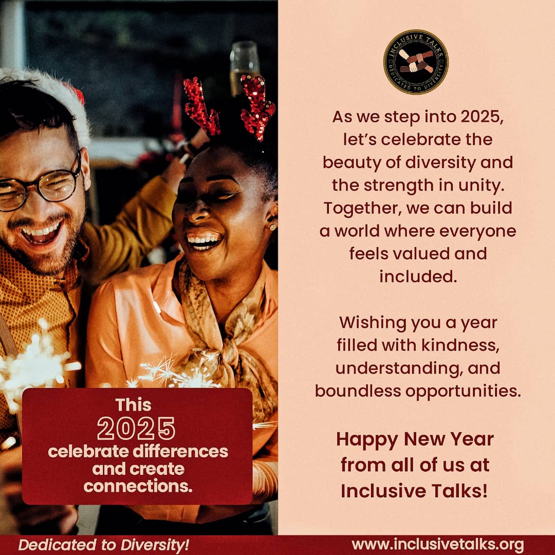 InclusiveTalks's tweet image. Dearest friends 🥹,
Welcome to 2025 🥂🧡
As we step into 2025, we celebrate the beauty of diversity and our strength in unity. We believe in building a world where everyone is valued and included 

From all of us at INCLUSIVE TALKS, we say Happy New Year 💛