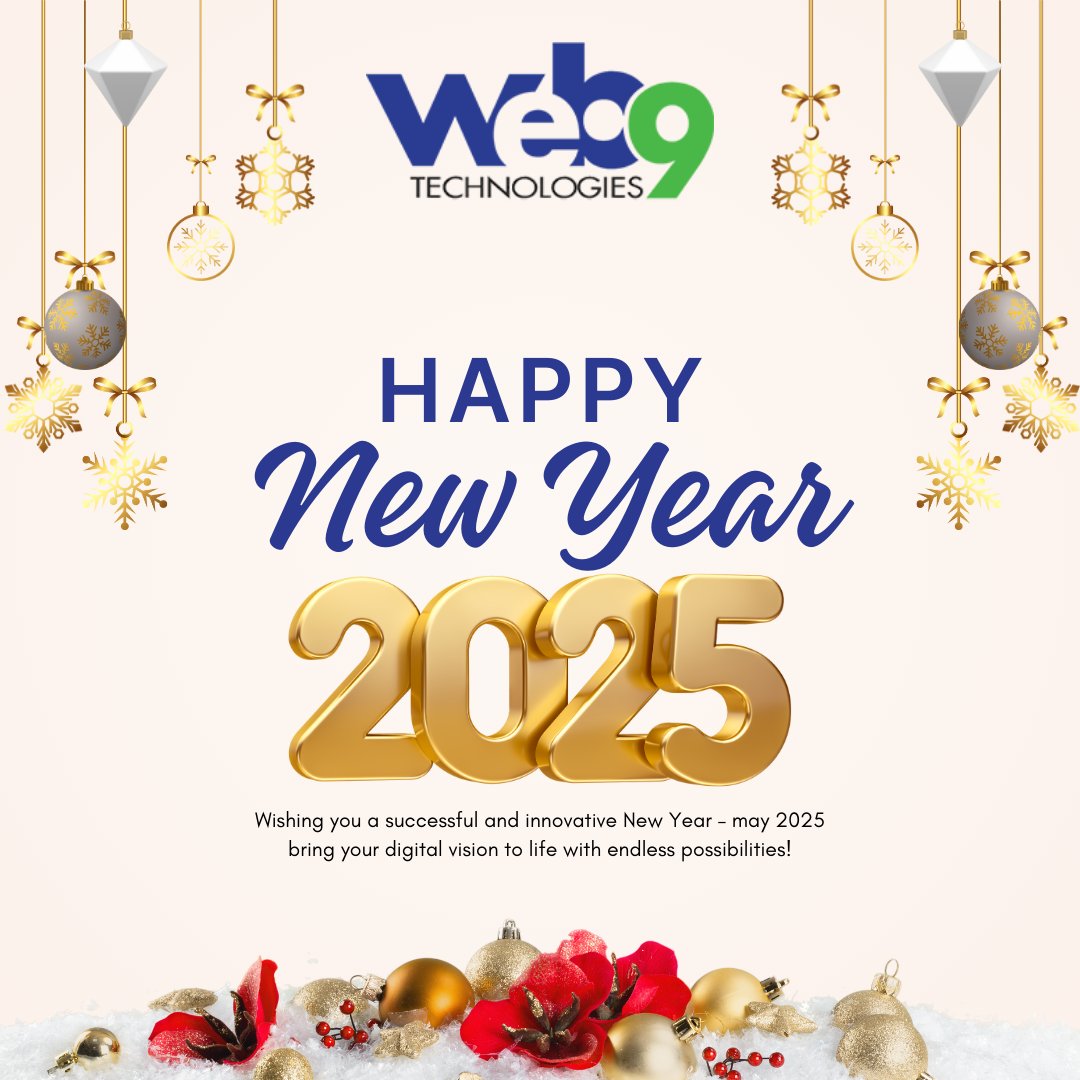 web9tech's tweet image. Happy New Year from Web9 Technologies! 🎉 Grateful for your support in 2024 - let&apos;s make 2025 even more successful together! 🚀 DM us to explore new digital opportunities! #HappyNewYear #DigitalGrowth #Web9Technologies