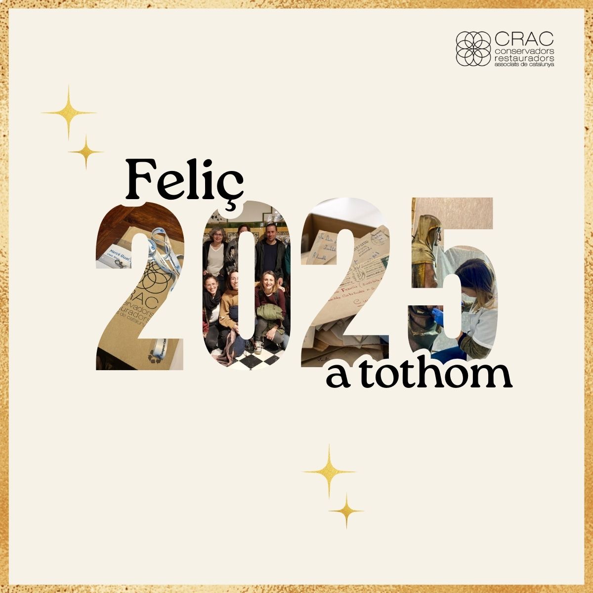 Des de la CRAC us desitgem un bon inici de 2025! Esperem que tots els vostres objectius i projectes es compleixin!
...
Desde la CRAC os deseamos un buen inicio de 2025! Esperamos que todos vuestros objetivos y proyectos se cumplan!