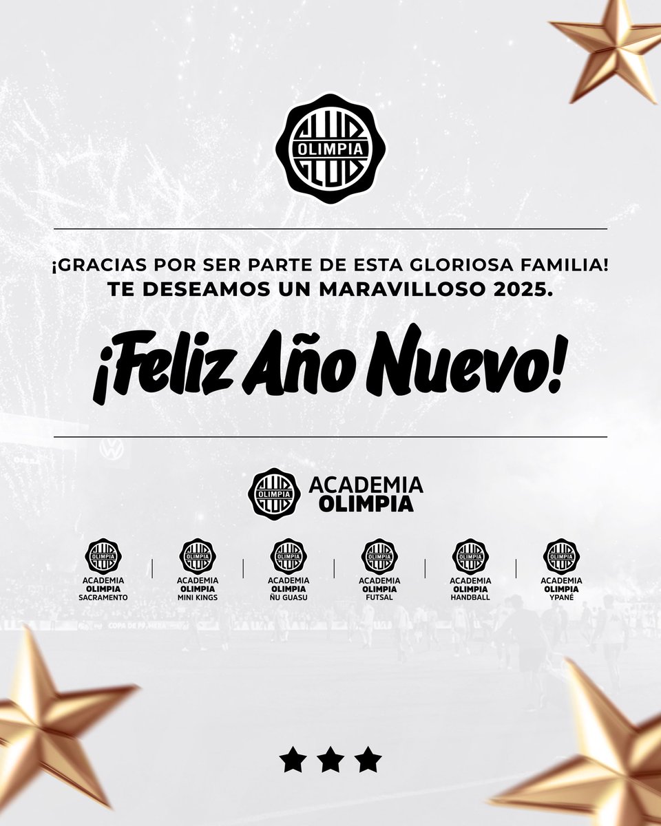 Cerramos un gran año viendo a nuestros atletas defender con orgullo este Glorioso escudo y crecer con los valores de nuestra Institución.

Gracias por ser parte de esta gran familia Franjeada. 

✨ ¡Feliz Año Nuevo, Olimpistas! 🥂