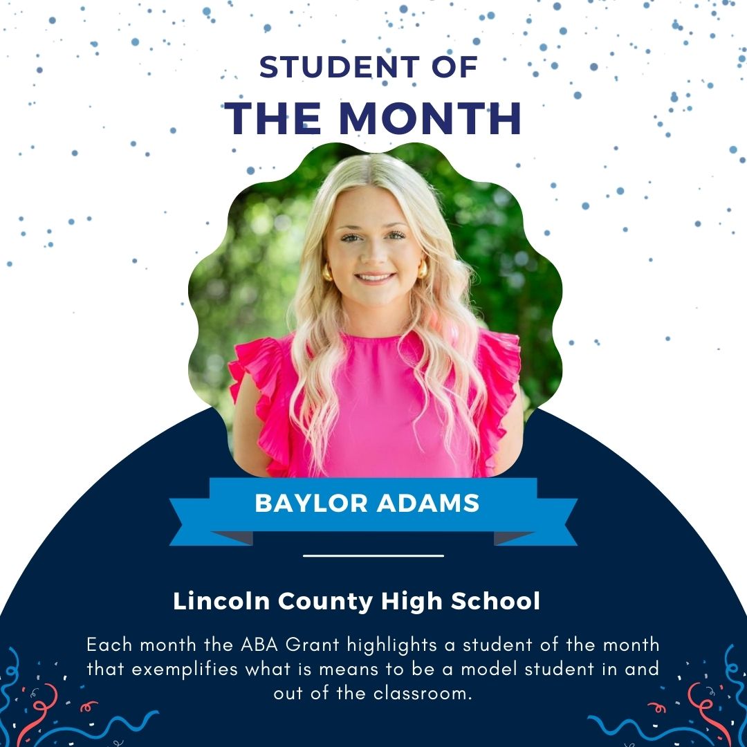 Meet Baylor Adams, a Lincoln County High School senior and the ABA grant's December student of the month.

A student in the health sciences pathway, she has already obtained her CNA certification and is pursuing her phlebotomy and pharmacy technician certification. #uswepproject
