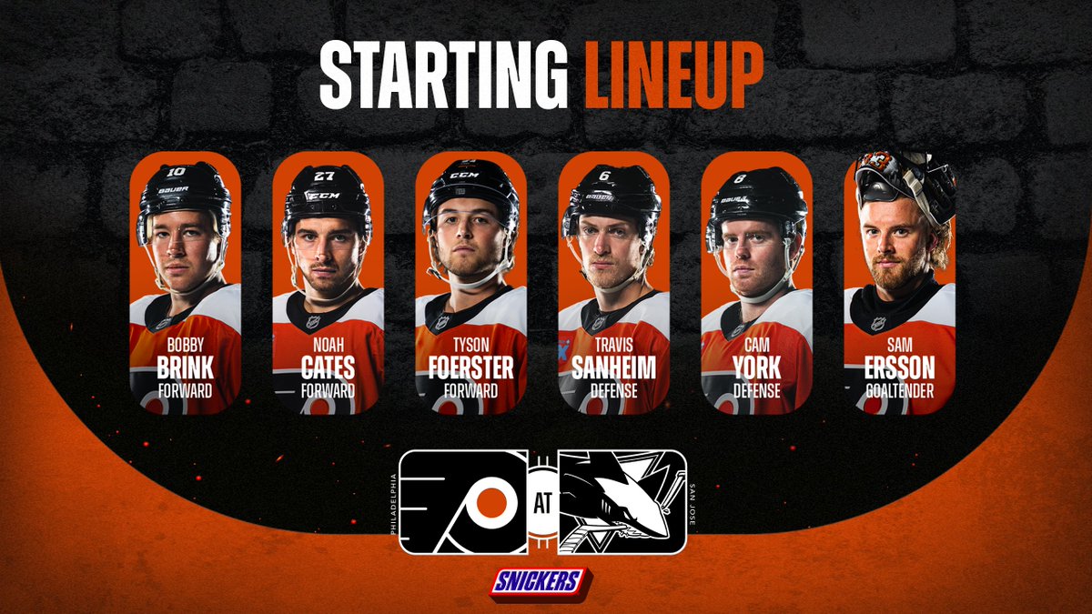 Philadelphia Flyers (@nhlflyers) on Twitter photo Starting us off in San Jose. ⤵️
#PHIvsSJS | <a href="/SNICKERS/">SNICKERS</a> Starting us off in San Jose. ⤵️
#PHIvsSJS | <a href="/SNICKERS/">SNICKERS</a>