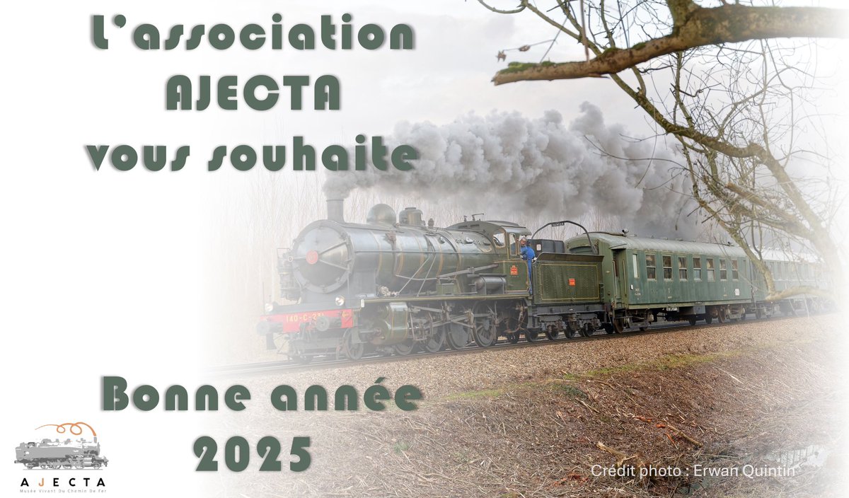 ajecta_asso's tweet image. Nous vous souhaitons une bonne année 2025.
Au plaisir de vous retrouver dans notre musée, sur nos trains ou en tant que bénévoles.