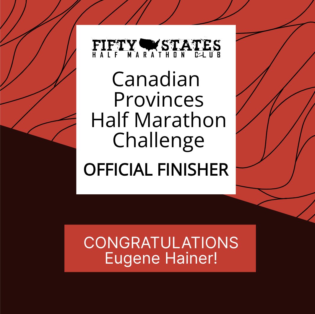 Congratulations to 50 States Half Marathon Club member Eugene Hainer, from Broomfield, Colorado, for completing the Canadian Provinces Half Marathon Challenge in 2024. #runcanada #halfmarathon #running