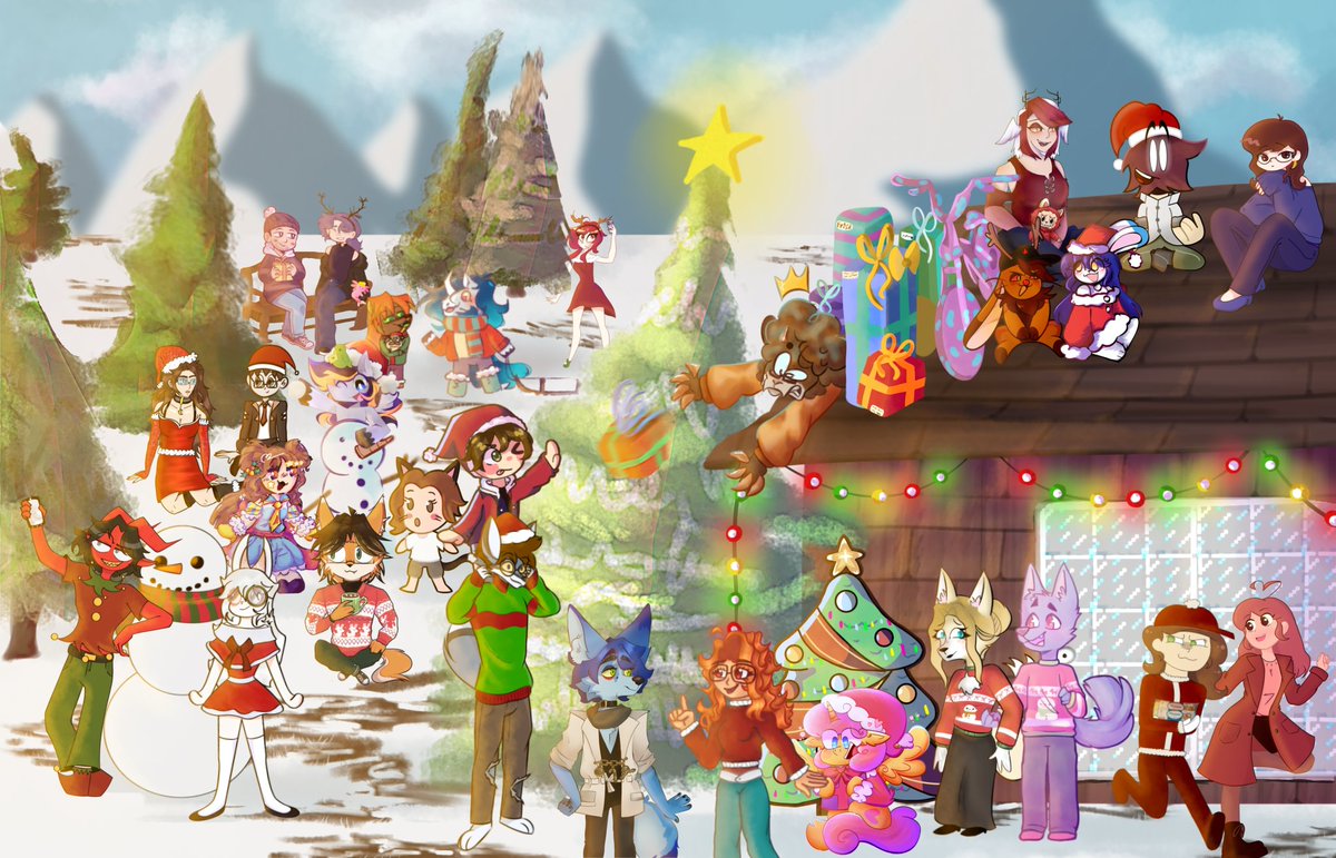 May_Catsan's tweet photo. De parte de los #Tlacuartistas le deseamos ¡¡Feliz Navidad y Año nuevo!!💗
Traemos el ultimo colab del año,algo atrasado pero hecho con mucho cariño para los Tlacuadubs!!
-Abajo siguen los @ de cada uno + a que tlacua hicieron
(Créditos a @Zotiks_0ne por el fondo y los detalles!) https://t.co/qmSfObGput