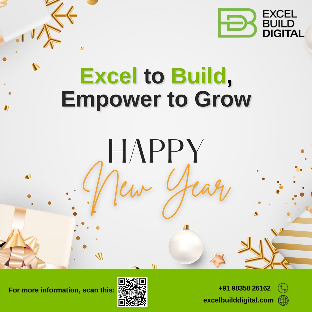 XcelBuild's tweet image. 🎉 From code to creativity, we’re ready to make 2025 extraordinary. Happy New Year from your digital growth partners, Excel Build Digital! 💻✨

#excelbuilddigital #EBD #happynewyear #newyear #newyear2025 #webdevelopment