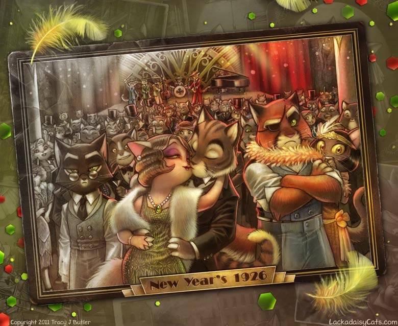 It’s time to raise a glass and get to clinking as the clock strikes midnight. With your favorite Lackadaisy cats cutting a rug, here’s to a New Year brimming with jazz, gin, and all the razzle-dazzle of the roaring ’20s—cheers! #LackadaisyCats #Lackadaisy