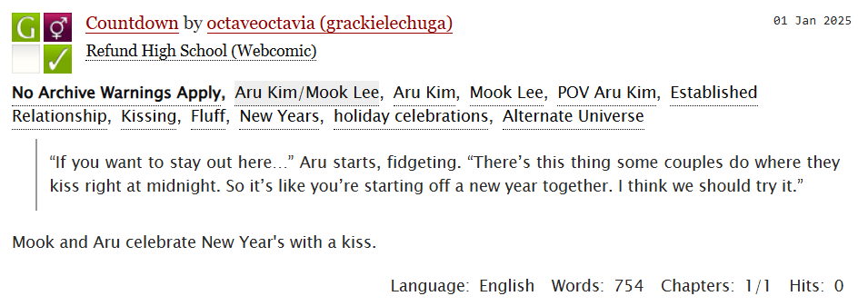 grackielechuga's tweet photo. Fic Update | Countdown
Happy New Year!
#refundhighschool #mookxaru #mooklee #arukim
https://t.co/gSXYqelNuK https://t.co/kozeRnerd1