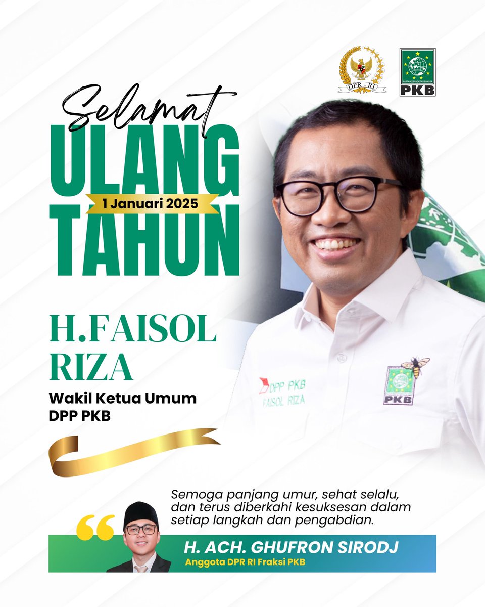 Ghufron Sirodj A-45 (@ghufronsirodj45) on Twitter photo Doa berarti dihari yang sangat berarti. Selamat ulang tahun senior mas <a href="/masfaisolriza/">Faisol Riza</a> . Panjang umur kebermaknaan dan pengabdian bagi kemanusiaan, agama, nusa dan bangsa. Doa berarti dihari yang sangat berarti. Selamat ulang tahun senior mas <a href="/masfaisolriza/">Faisol Riza</a> . Panjang umur kebermaknaan dan pengabdian bagi kemanusiaan, agama, nusa dan bangsa.
