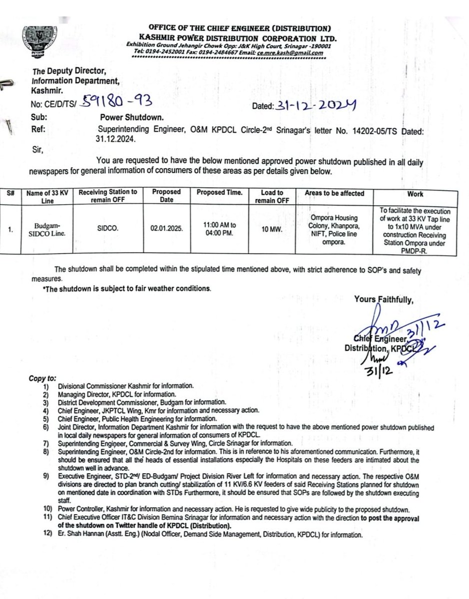 O&M Circle-II, KPDCL, Srinagar tweet media