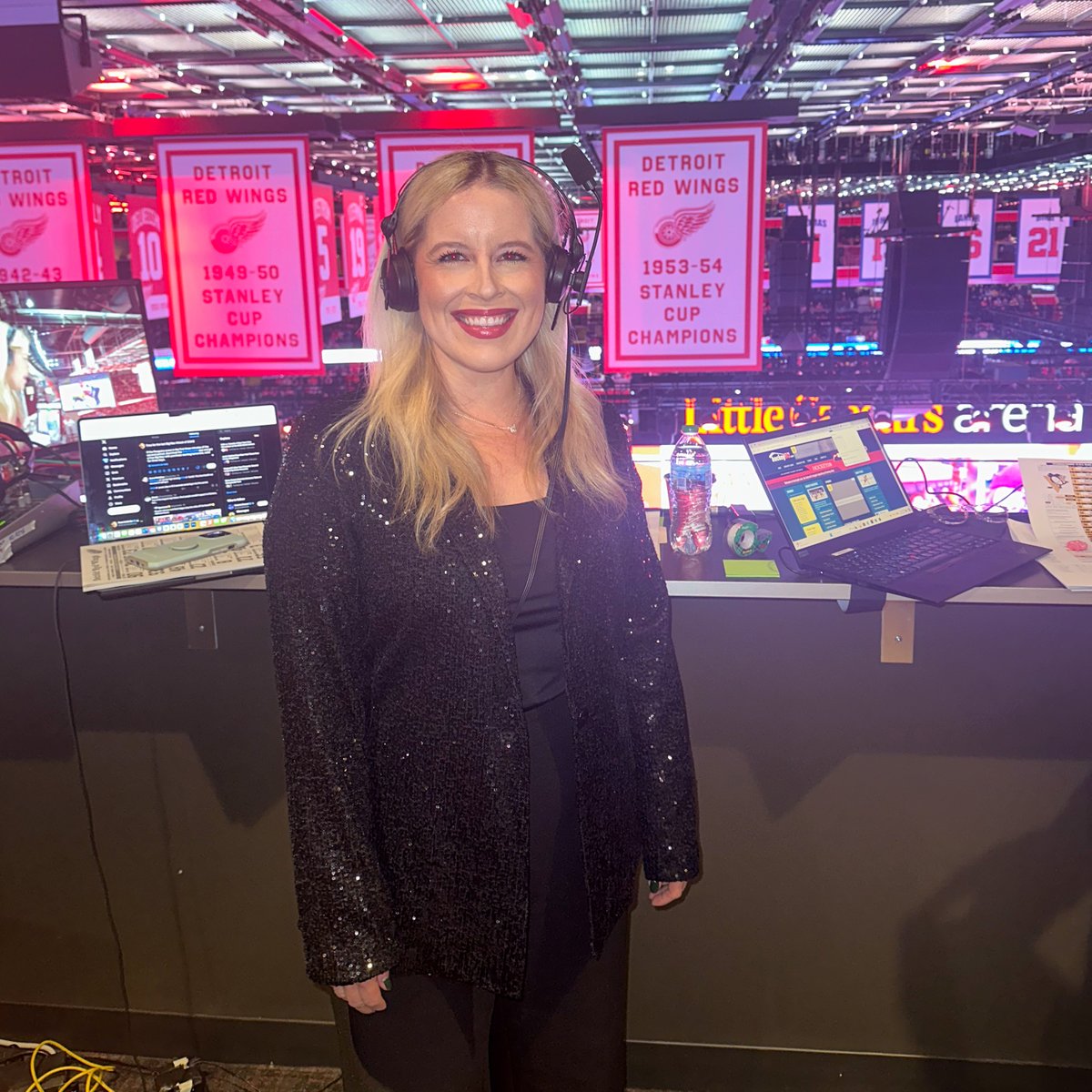 Detroit native Michelle Crechiolo (<a href="/PensInsideScoop/">Pens Inside Scoop</a>) has the call with <a href="/Joe_Brand1/">Joe Brand</a> in the Penguins' radio booth tonight!