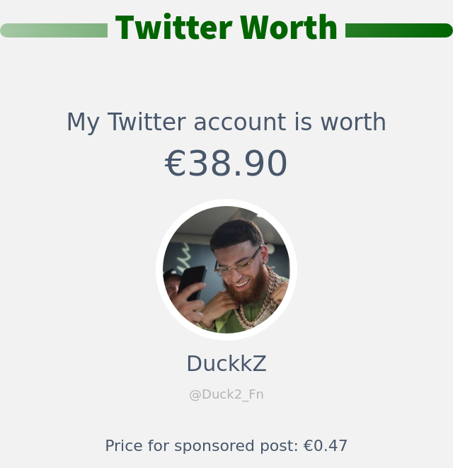 Mi valor en Twitter es de: €38.90

➡️ infinityweet.me/account-worth?…