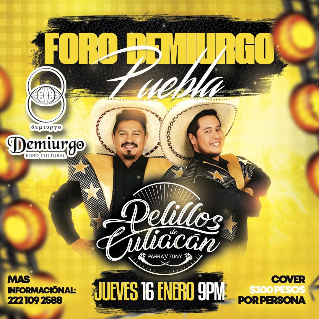 Amigos de #Puebla se viene la primera del 2025 😎 este próximo jueves 16 de enero tenemos una cita en Demiurgo - Foro Cultural  🤠🔥 

Show time 9:00 pm 😎
300 por piocha 👌
Reservaciones al 222 109 2588 

#DemiurgoForoCultural #PelillosDeCuliacan ❤️
