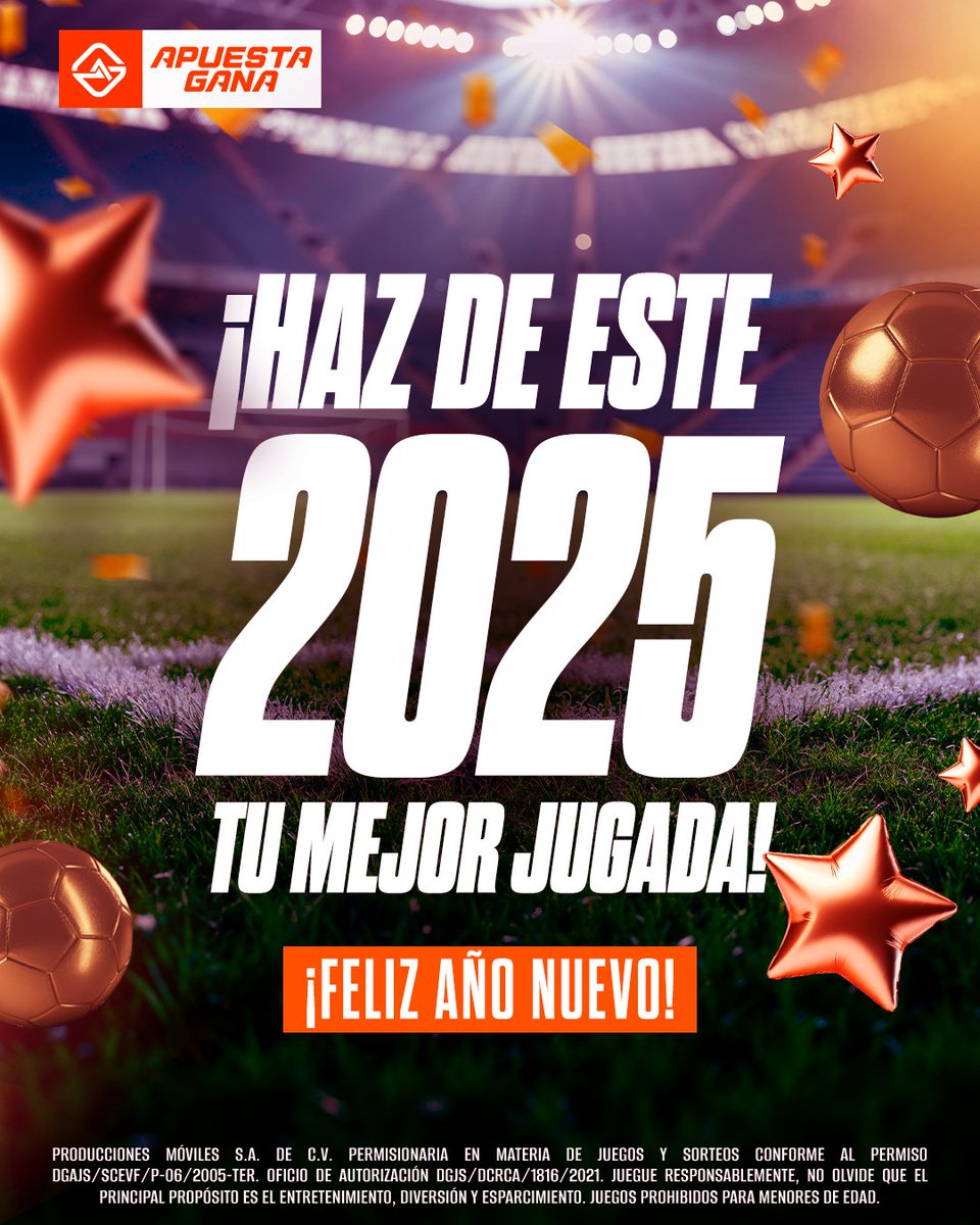 ¡FELIZ AÑO NUEVO! El equipo de Apuesta Gana desea que este 2025 sea TU MEJOR JUGADA. 🥳🥳🥳

Pásala increíble junto a tus seres queridos. #FelizAñoNuevo