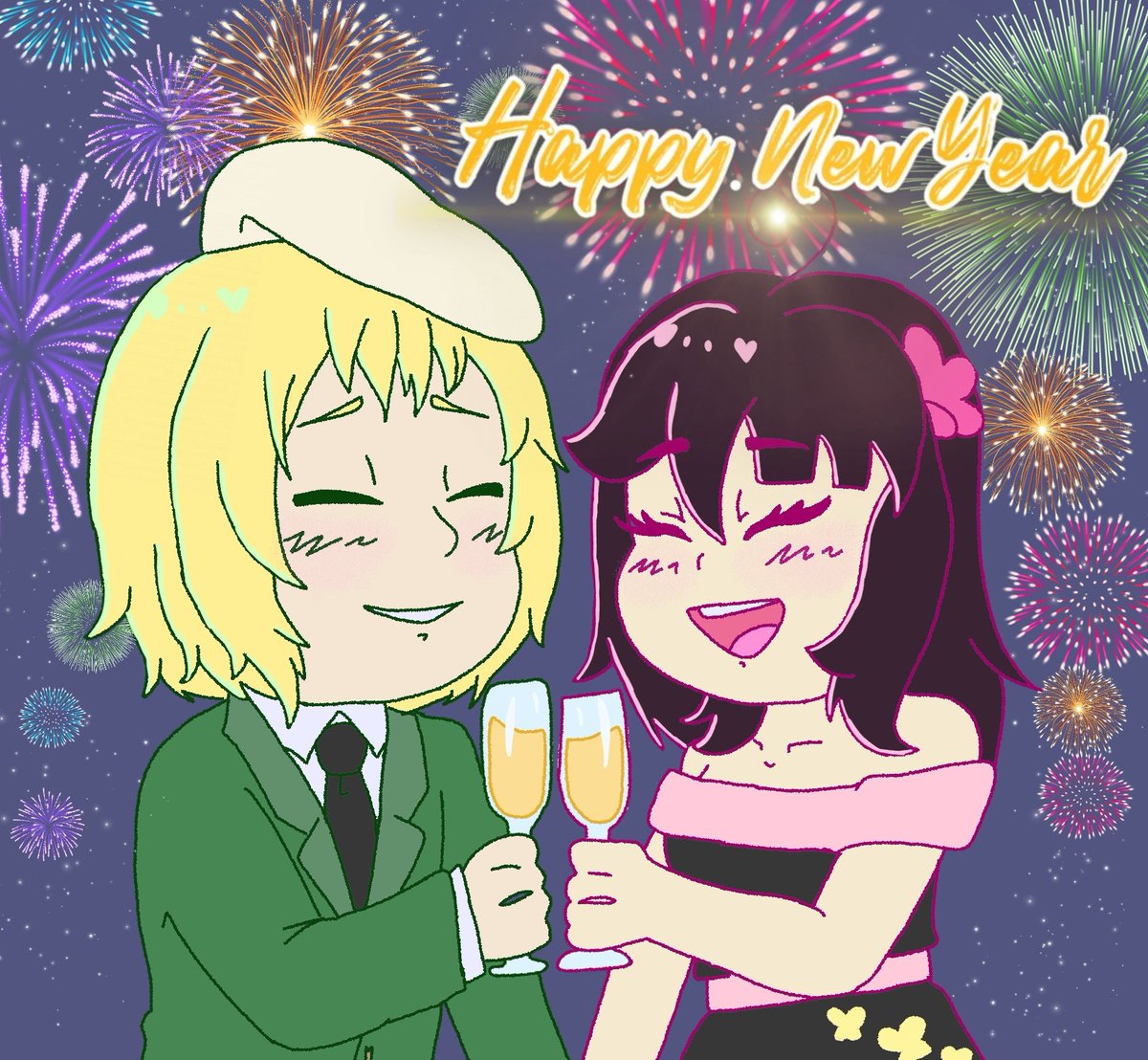 Lu_Chan_Nya's tweet photo. I wish you all a Happy New Year! If university doesn't kill me, I promise to bring new Switlu drawings for you π«Άπ»π©·π¨ππ¨π΄
#hetalia
#yumeship
#switlu
#γγΏγͺγ’ https://t.co/RajSPt8Dh2