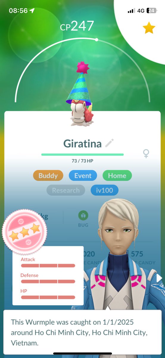 bino90psy's tweet image. Such a fortunate research-encounter for such the first day of the year.

#90psy #PokemonGO #2025newyear #Wurmple #Giratina #FieldResearch