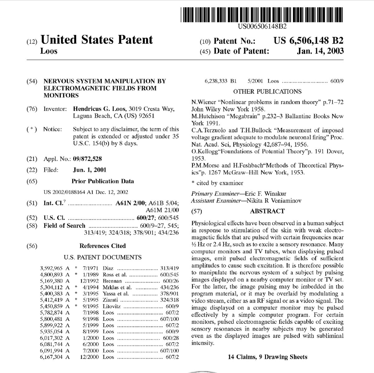 ItsAllATheatre's tweet photo. We’ve come a long way since #USPatent6506148B2 #Patent6506148B2. #remoteneuralmonitoring #remotecontrol #hackableanimals #crimesagainsthumanity #EMF #EMP from MONITORS https://t.co/jrs2jDAwGh