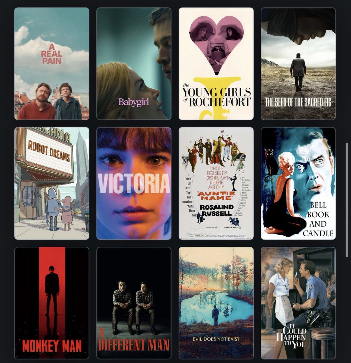 In 2024, I watched 159 movies for the first time. Of those, here are my 44 favorites: