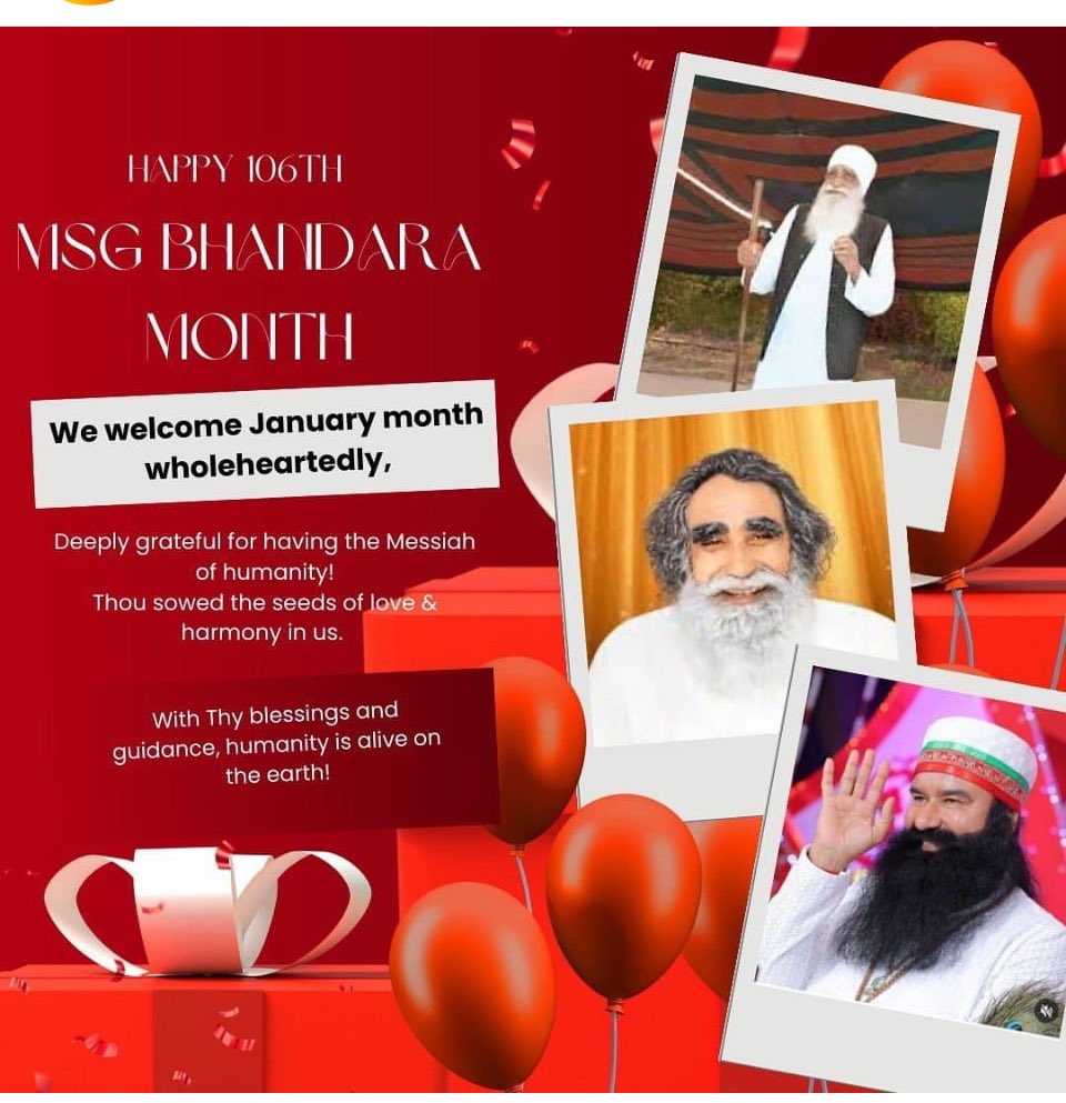 RupinderInsan's tweet photo. #HappyNewYear to everyone and happy #MSGBhandaraMonth of
Shah Satnam Ji to Saint Dr MSG Insan and his followers, this month will be celebrated with welfare work by devotees of Saint MSG https://t.co/fBvNZe4vT3