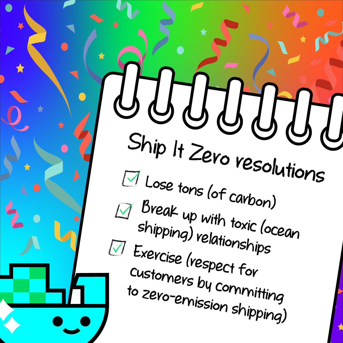 Check out Ship It Zero’s new year’s resolutions for @Amazon! 

This year #Amazon has not come close to achieving its goals. 

It's time for Amazon to step it up: Leave #PrimePolluter in 2024 and commit to a transparent, zero-emission shipping plan across all modes for 2025.